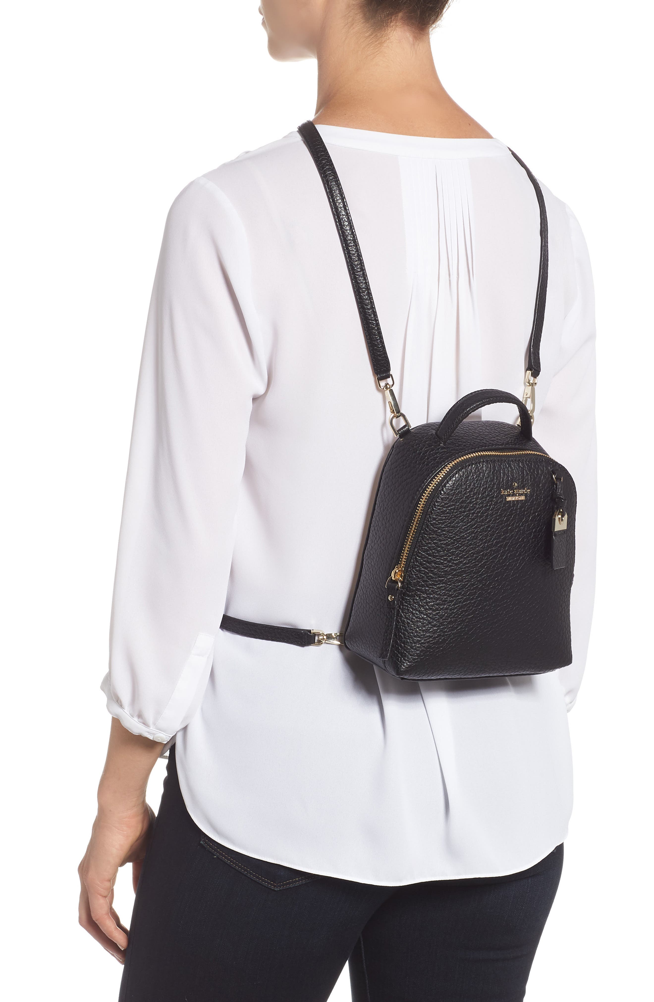 Kate Spade New York carter street - mini caden leather backpack, Alternate, color, 