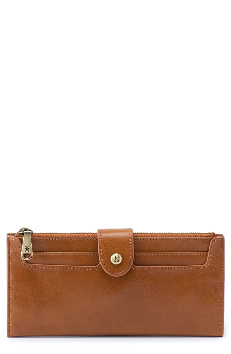 HOBO Dunn Leather Continental Wallet, Main, color, Truffle