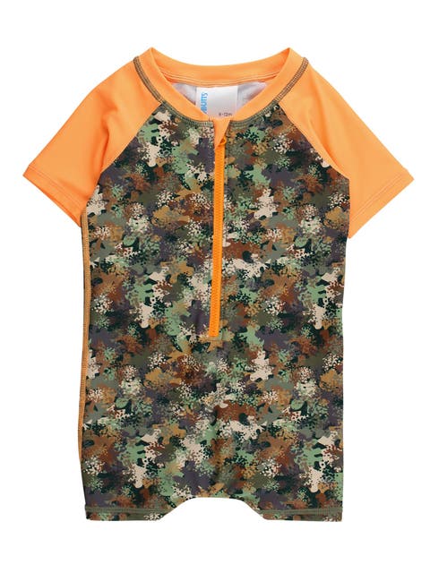 UPF50+ Short Sleeve One Piece Rash Guard Swimsuit