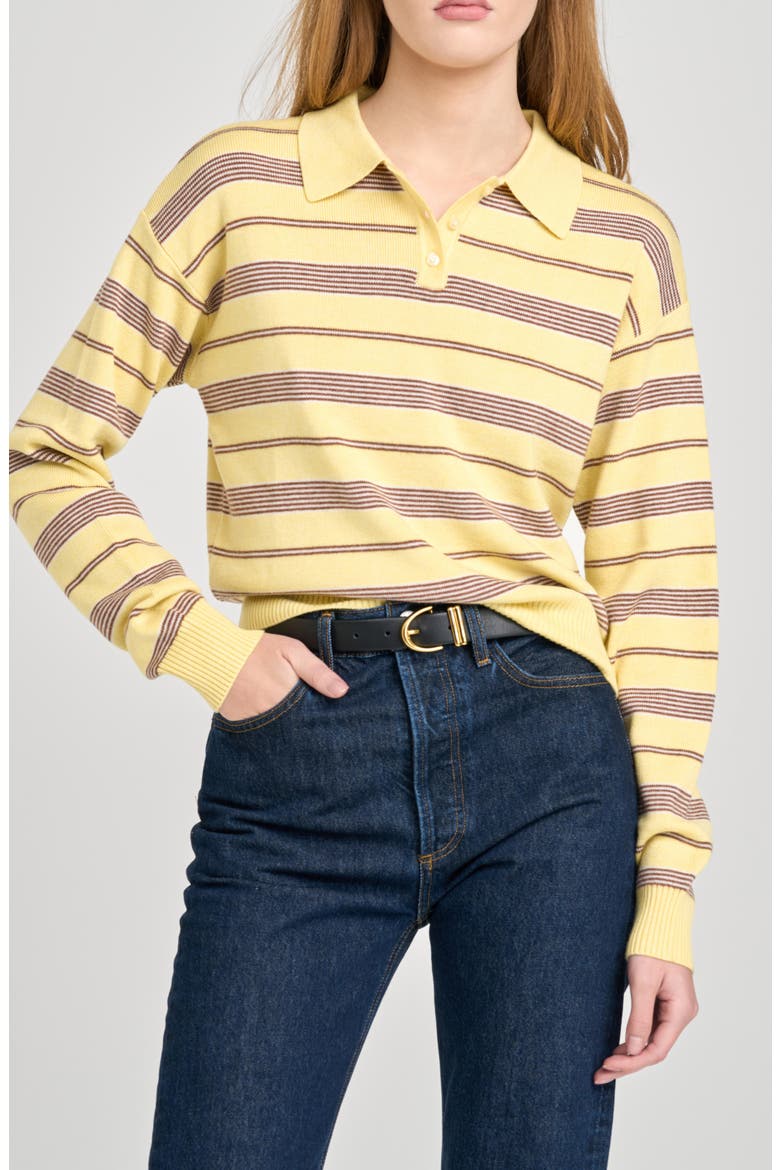 Carter Stripe Polo Sweater, Main, color, YELLOW STRIPE