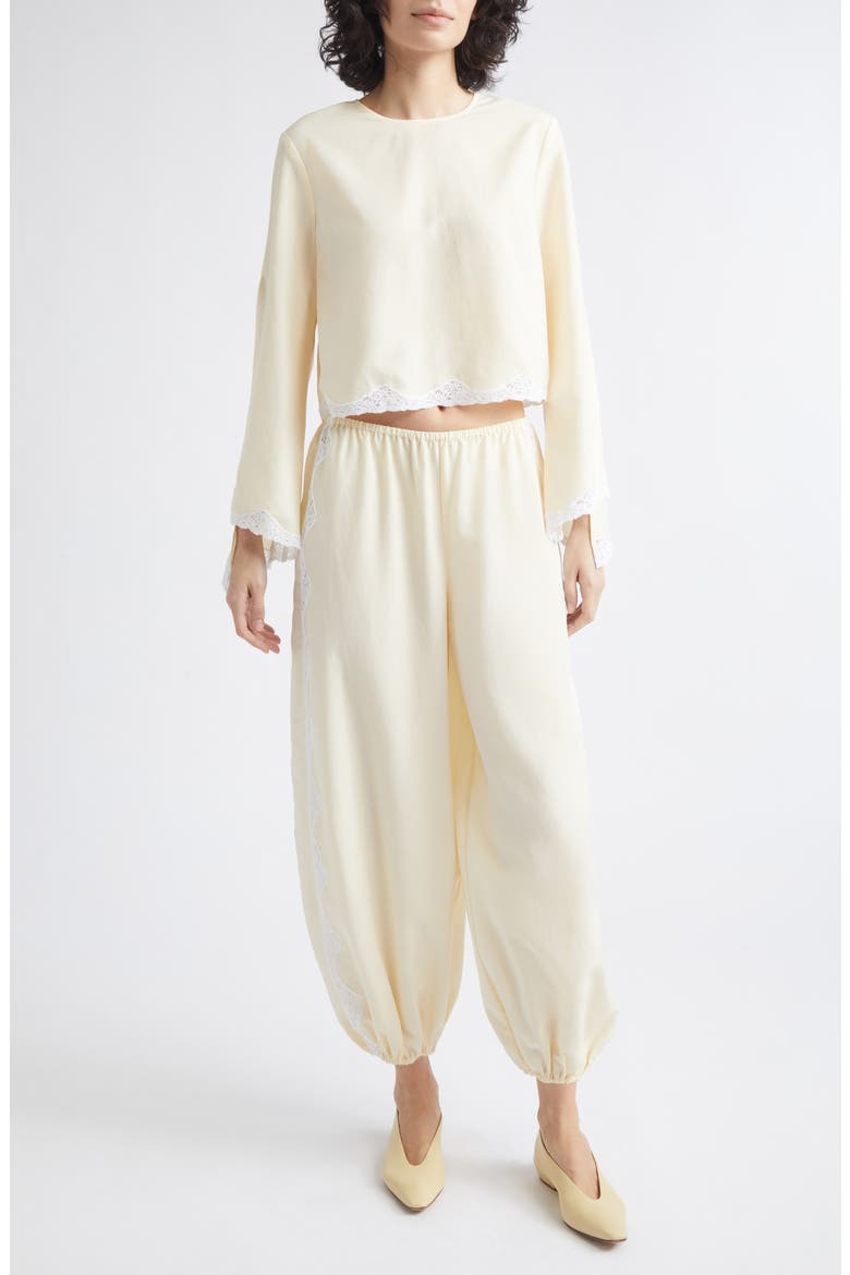 Tabitha Lace-Trimmed Tencel Top, Alternate, color, BUTTERMILK