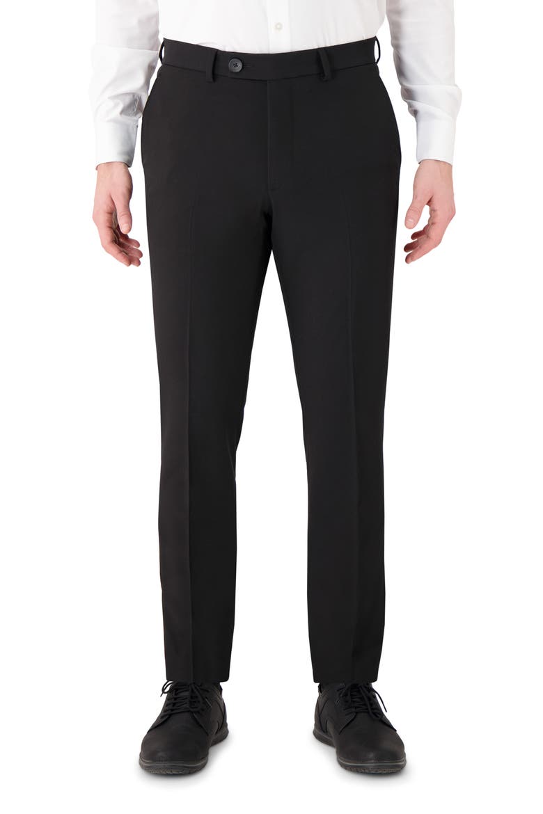 Vince Flat Front Stretch Dress Pants, Main, color, BLACK