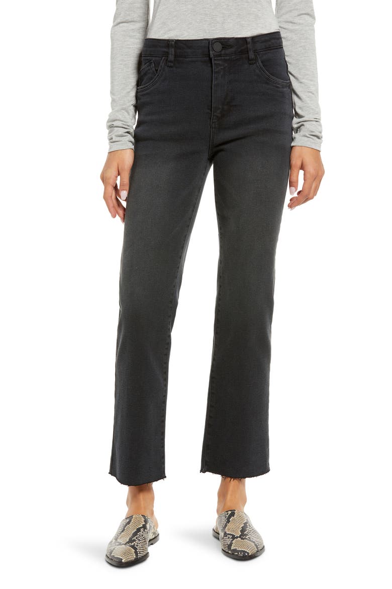 Bennett Skyrise Raw Hem High Waist Stretch Bootcut Jeans, Main, color, WASHED BLACK