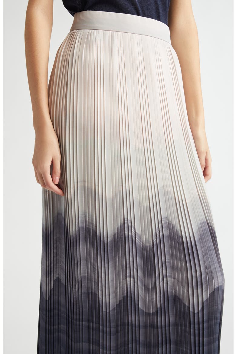Pleated Ombré Midi Skirt, Alternate, color, SMOKE MELANGE GREY