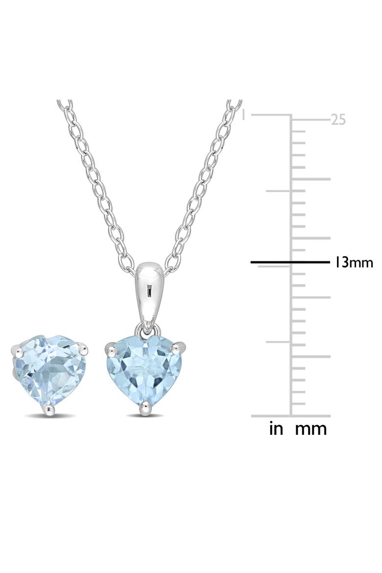Sky Blue Topaz Heart Stud Earrings & Pendant Necklace Set, Alternate, color, BLUE