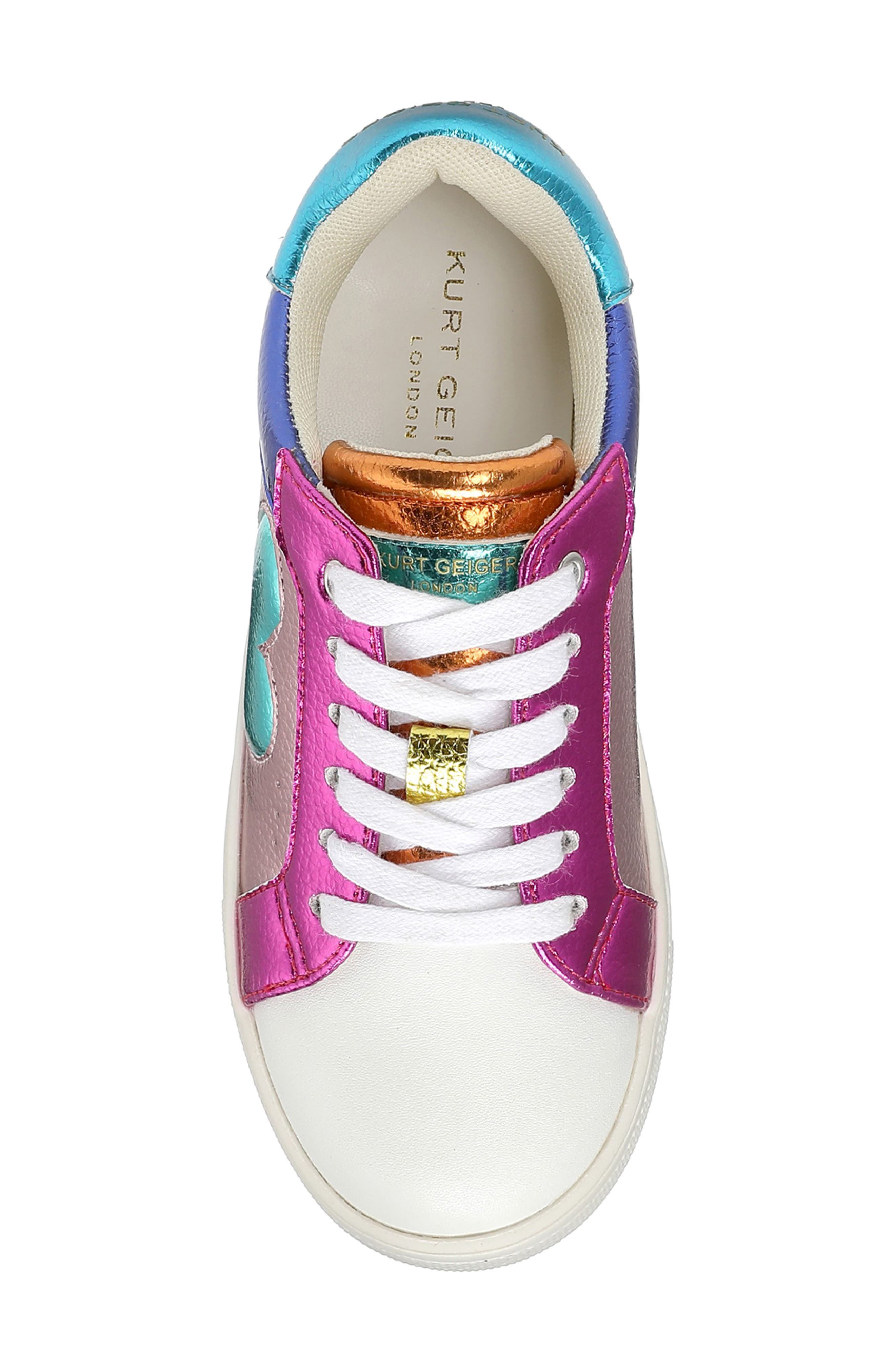 Kurt Geiger London Kids' Mini Luckson Heart Platform Sneaker, Alternate, color, Pink Multi