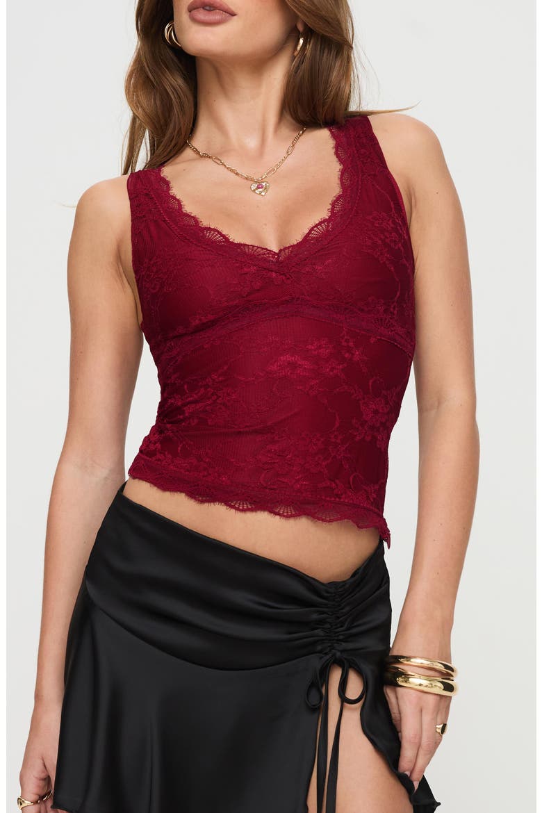Far Away Lace Sleeveless Top, Main, color, BURGUNDY