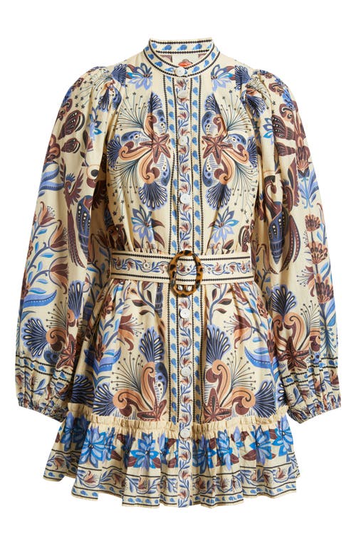 Farm Rio Nature Land Long Sleeve Belted Minidress