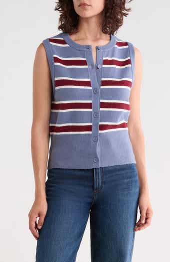 Striped Button Cardigan Vest