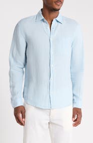 DENIM AND FLOWER Linen Long Sleeve Button-Down Shirt