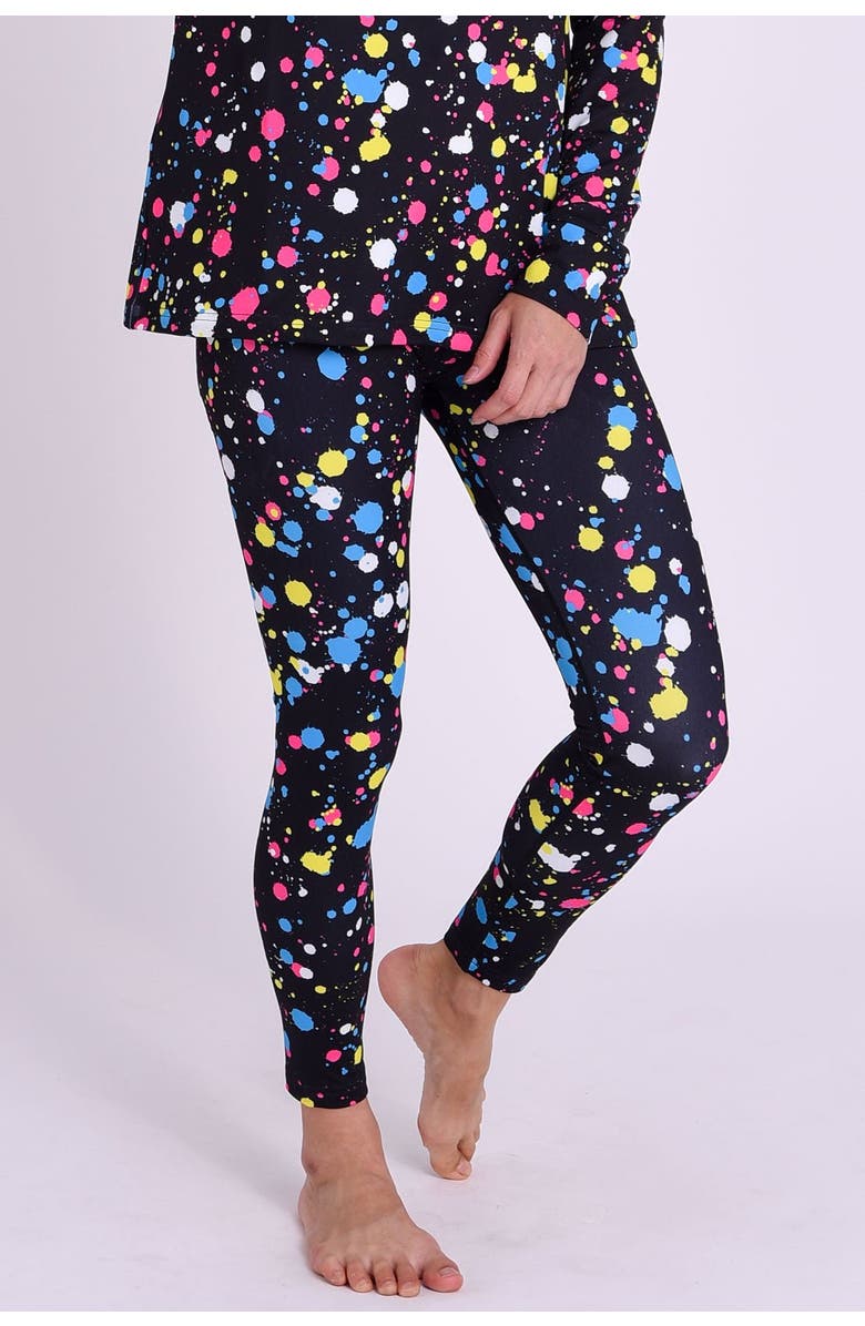 OOSC Baselayer Leggings - Catalina Wine Mixer Women's, Main, color, Black With Colorful Splatters