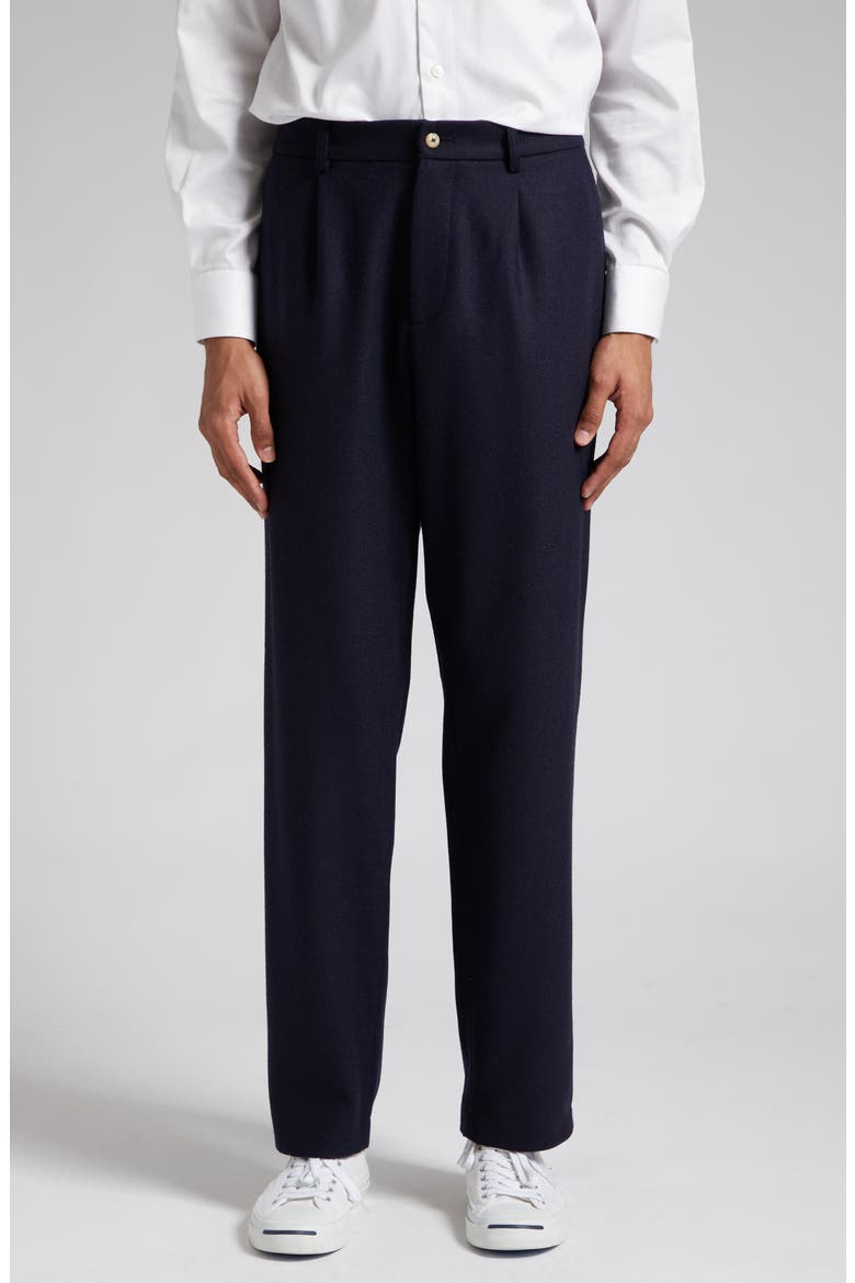 Pleated Wool Pants, Main, color, NAVY