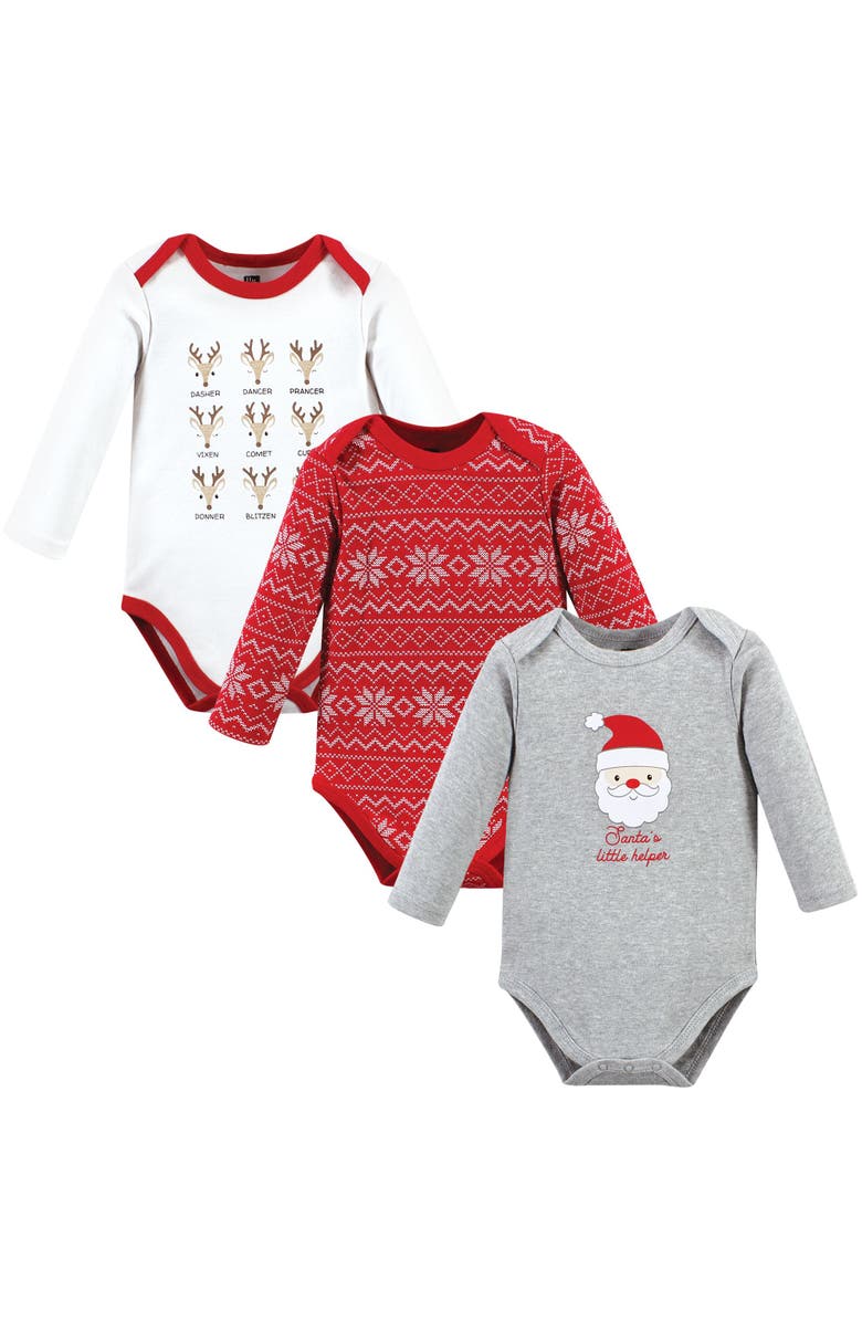 Hudson Baby Everyday Long-Sleeve Cotton All-in-Ones, Main, color, Santa Reindeer
