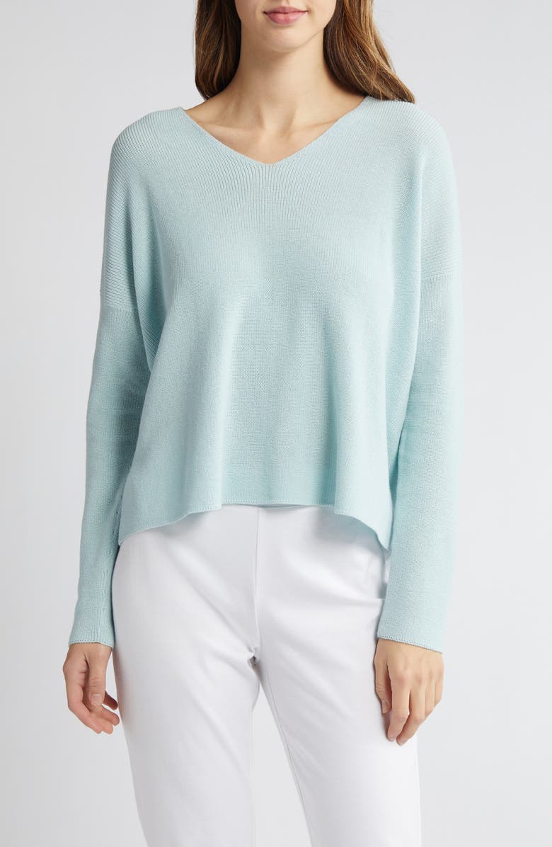 Eileen Fisher V-Neck Organic Cotton Pullover Sweater, Main, color,