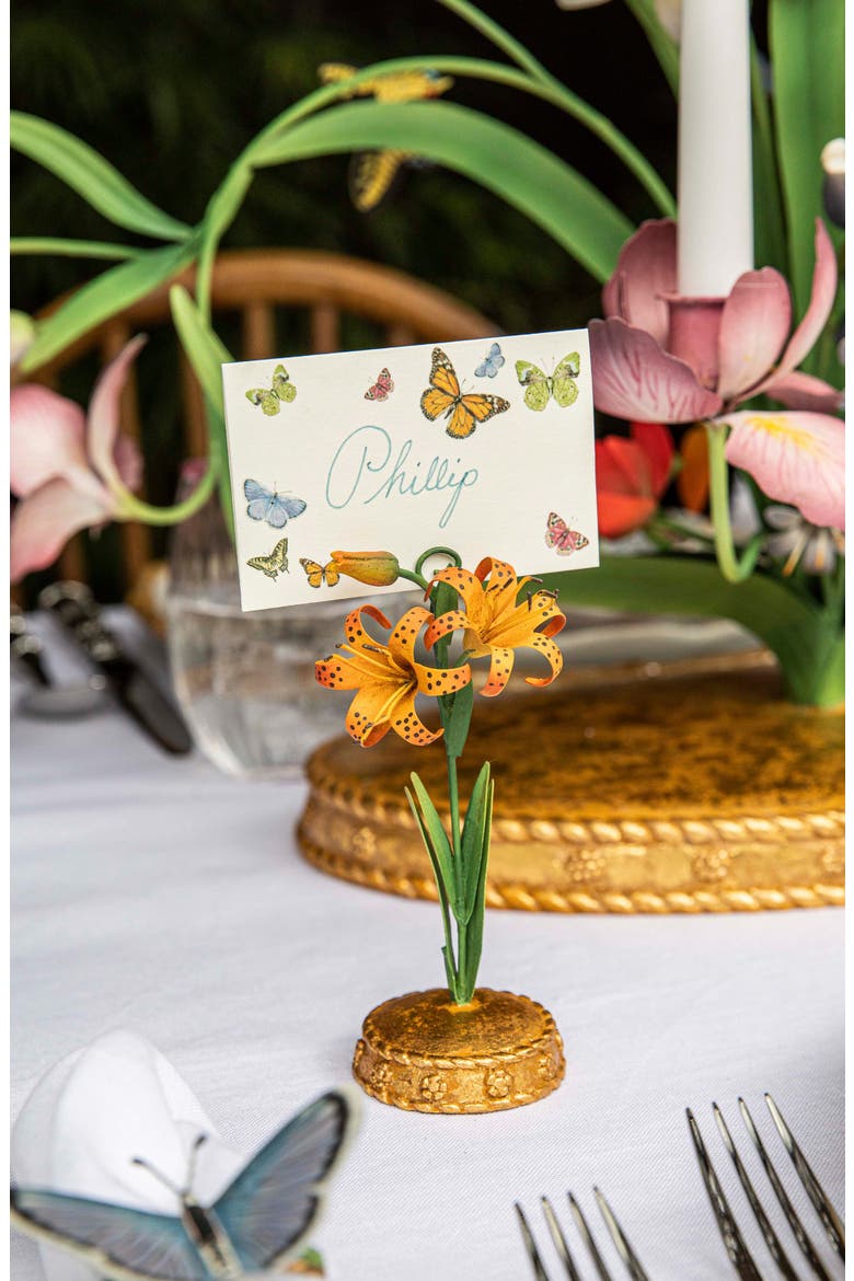 Meadow Walk Tiger Lily Place Card Holder, Alternate, color, ORANGE