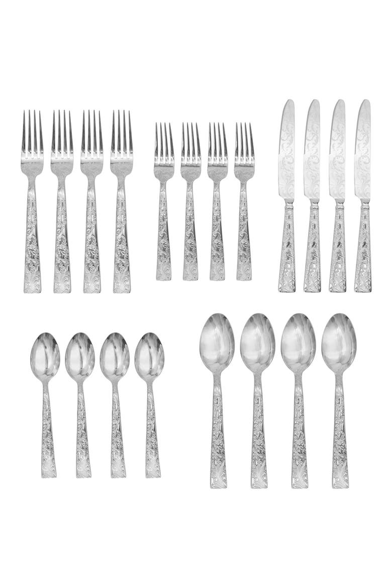 Parisian Garden 20-Piece Flatware Set, Alternate, color, SILVER