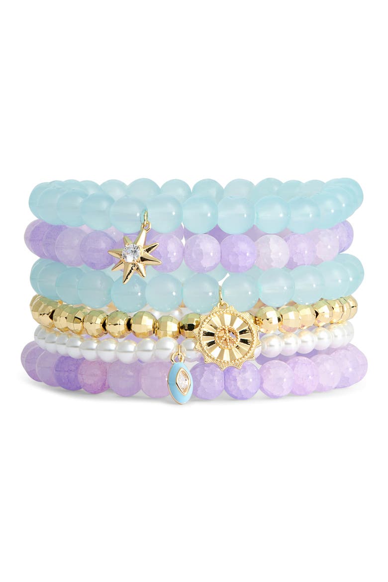 6-Pack Assorted Bead Bracelet, Alternate, color, BLUE- PURPLE MULTI- GOLD