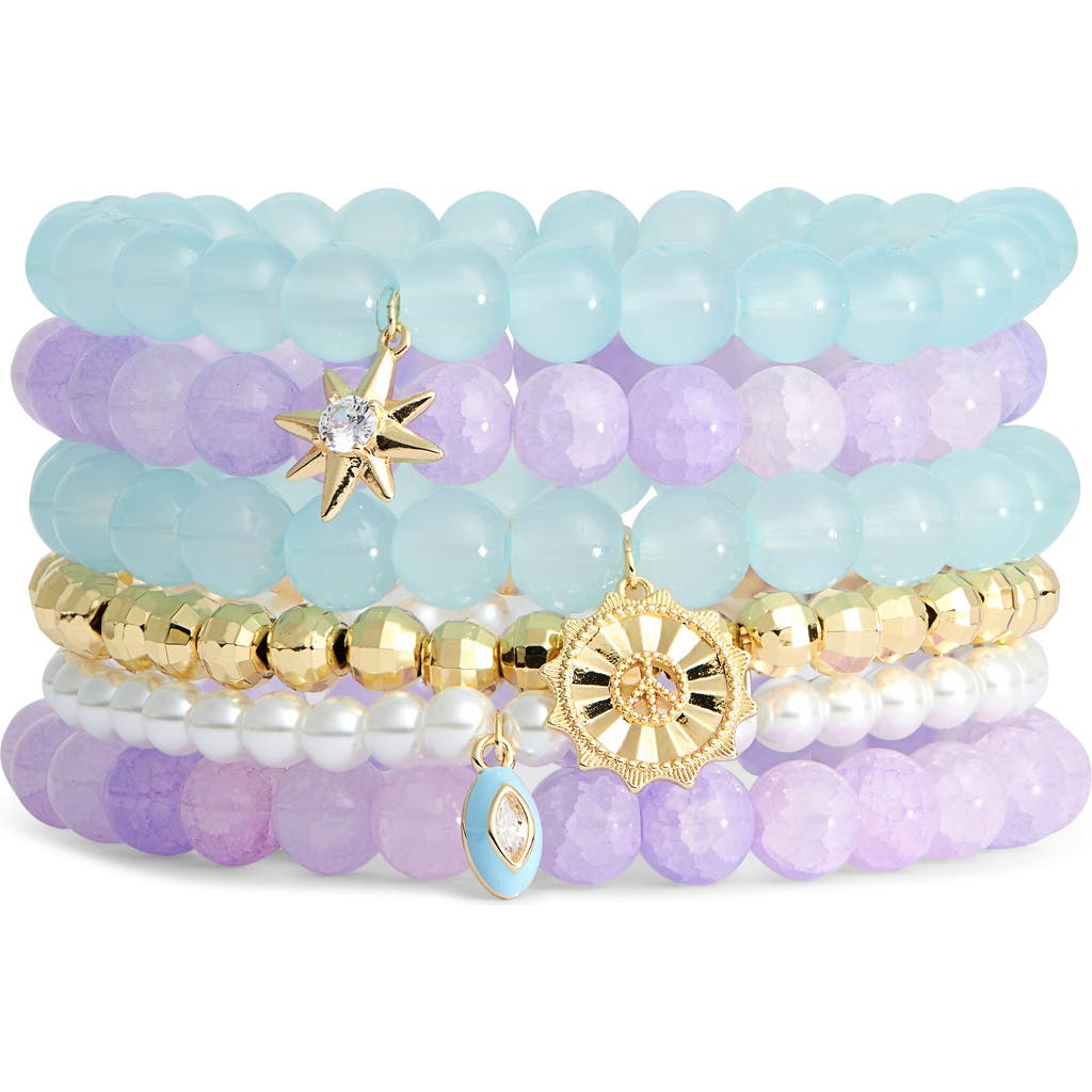 Leith 6-pack Assorted Bead Bracelet In Blue- Purple Multi- Gold