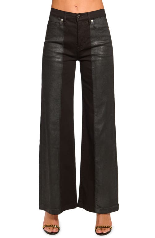 Ramy Brook Vinnie Coated Wide Leg Jeans in Black Coated Combo 