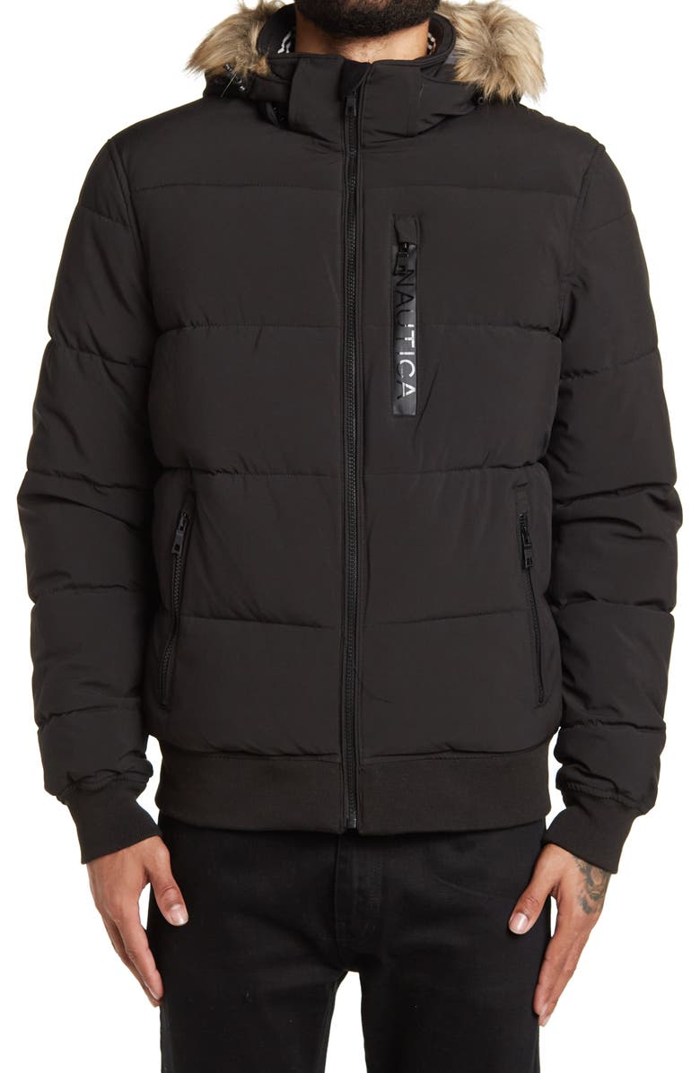 Nautica Faux Fur Hooded Puffer Jacket, Alternate, color,