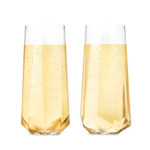 Viski Seneca Crystal Faceted Stemless Champagne Flutes Set Of 2 In Clear