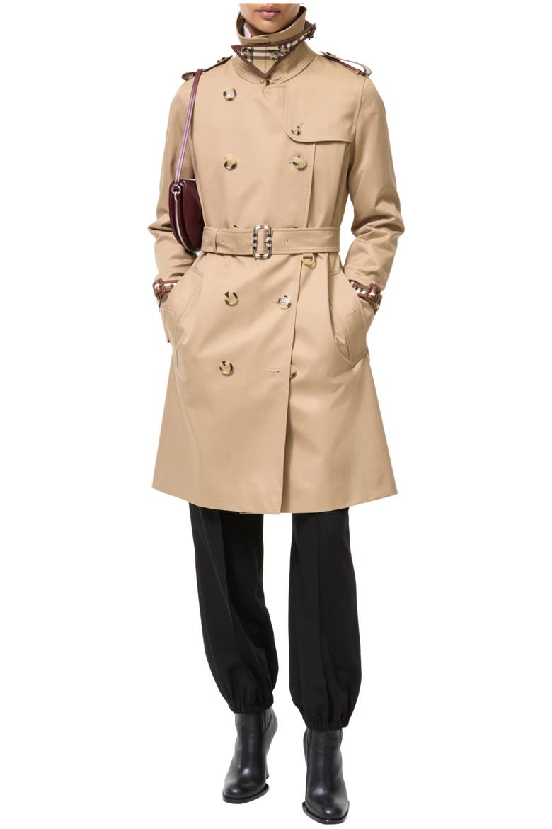 Mid-length Gabardine Kensington Trench Coat, Main, color, Honey beige