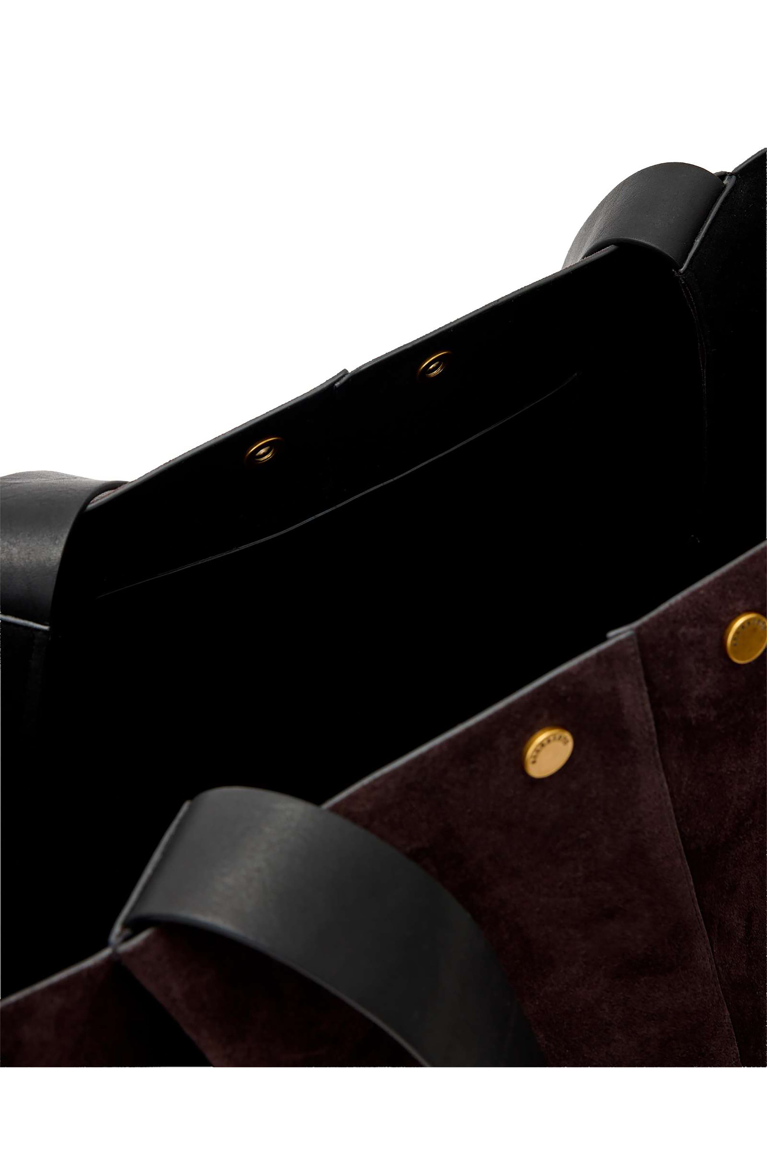 AllSaints Rosalie Suede Tote, Alternate, color, Burnt Umber Red