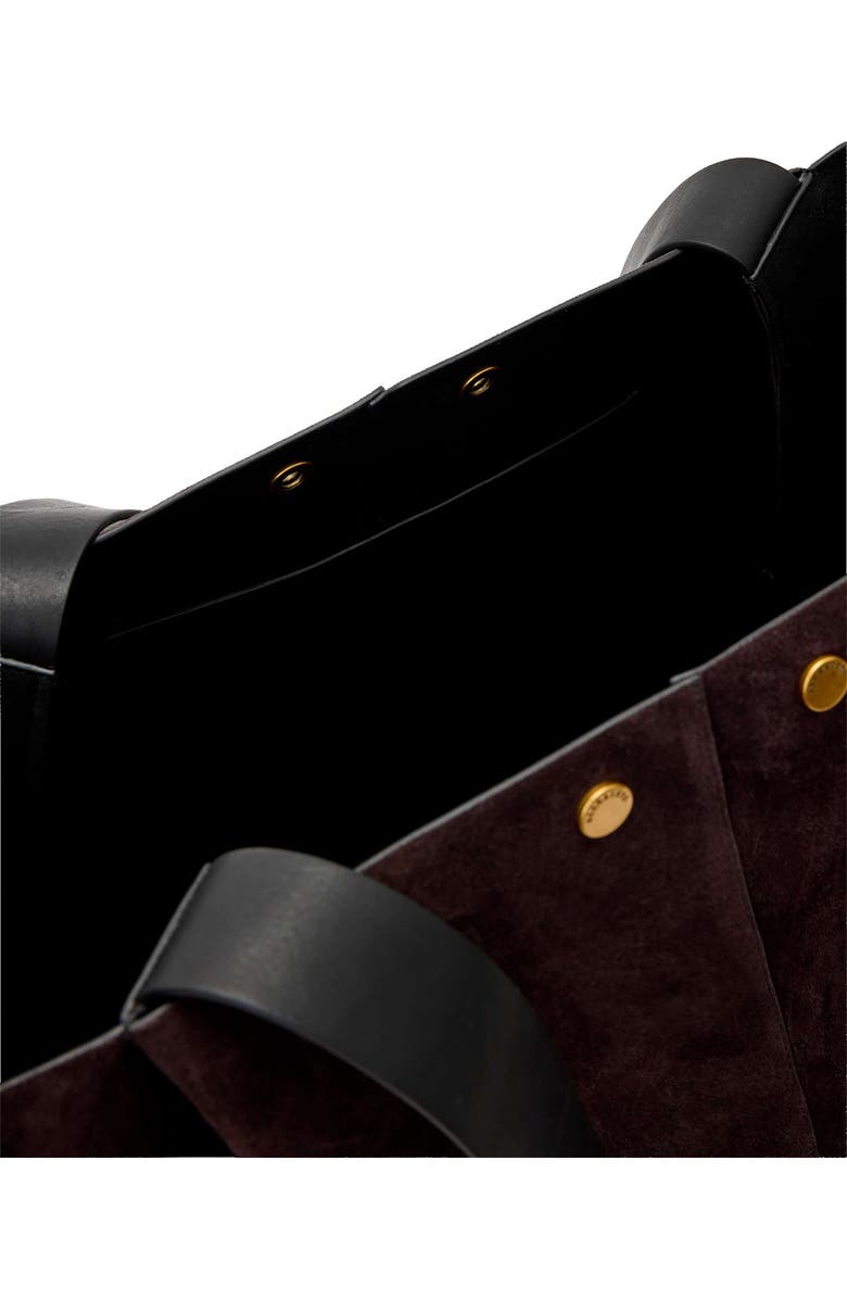 AllSaints Rosalie Suede Tote, Alternate, color, Burnt Umber Red