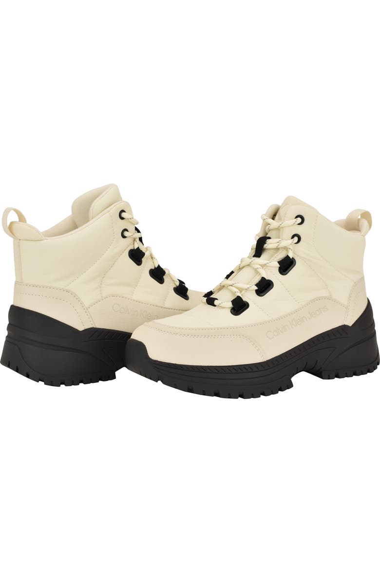 Calvin Klein Noanne Quilted Winter Boot, Alternate, color, Ivory