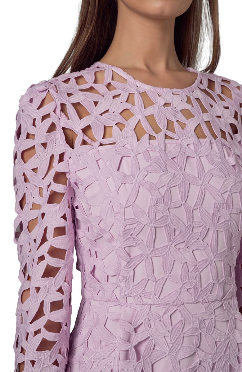 Endless Rose Floral Lace Long Sleeve Minidress, Alternate, color, Lilac