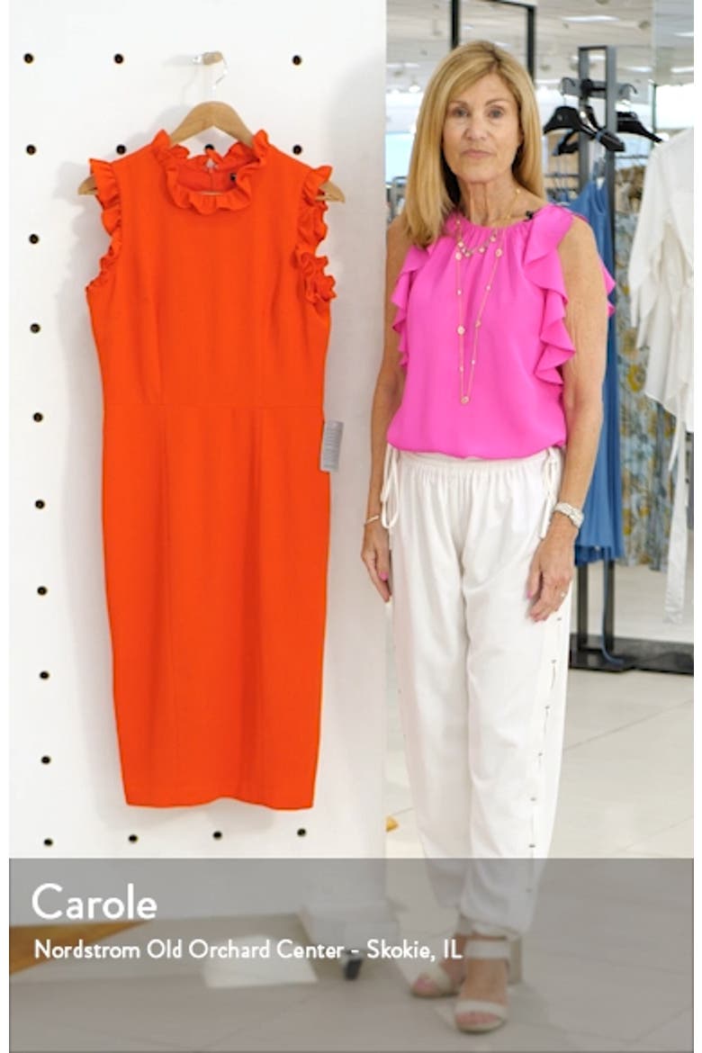 Charlene Ruffle Trim Crepe Sheath Dress video