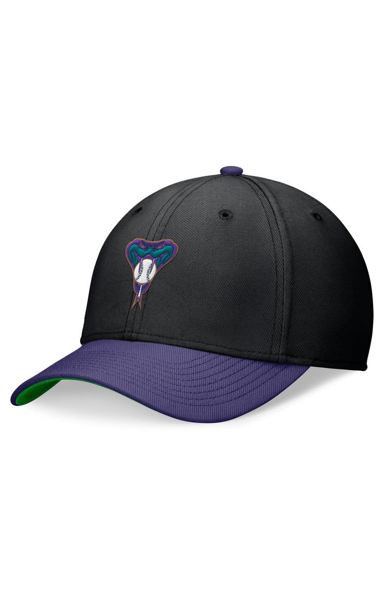 Nike Men's Nike Black/Purple Arizona Diamondbacks Cooperstown Collection Rewind Swooshflex Performance Hat, Main, color, 