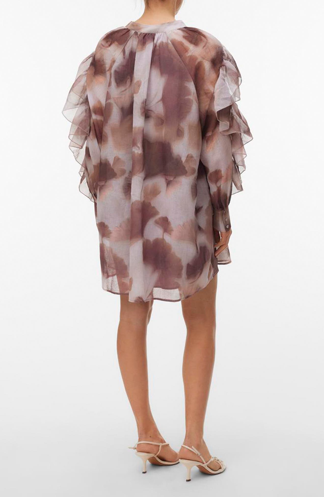 Sabrina Print Split Neck Ruffle Trim Dress - image 2
