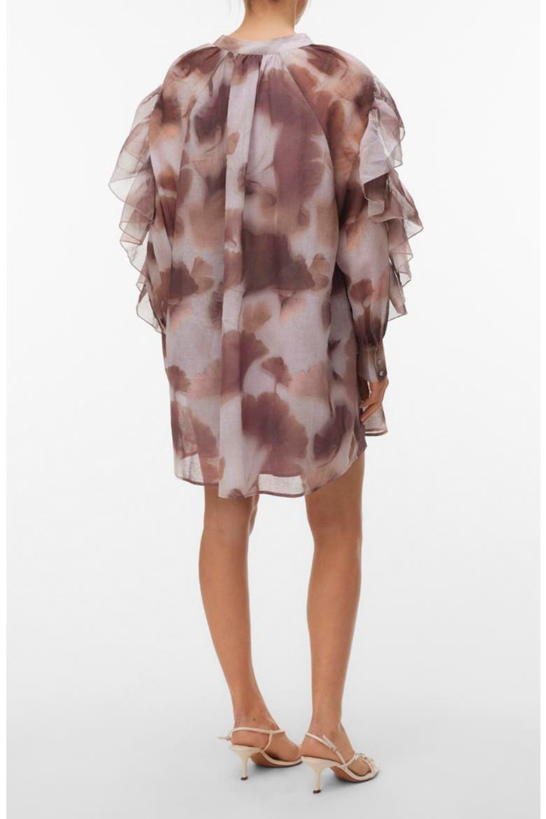 Sabrina Print Split Neck Ruffle Trim Dress, Alternate, color, WISTFUL MAUVE AOPMARIE