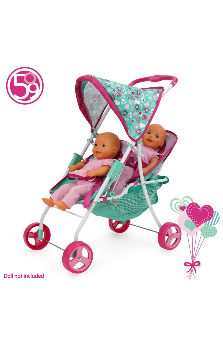 509 Crew Tandem Twin Doll Heart Stroller, Alternate, color, Multicolored