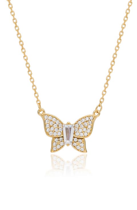 Cubic Zirconia Butterfly Pavé Pendant Necklace