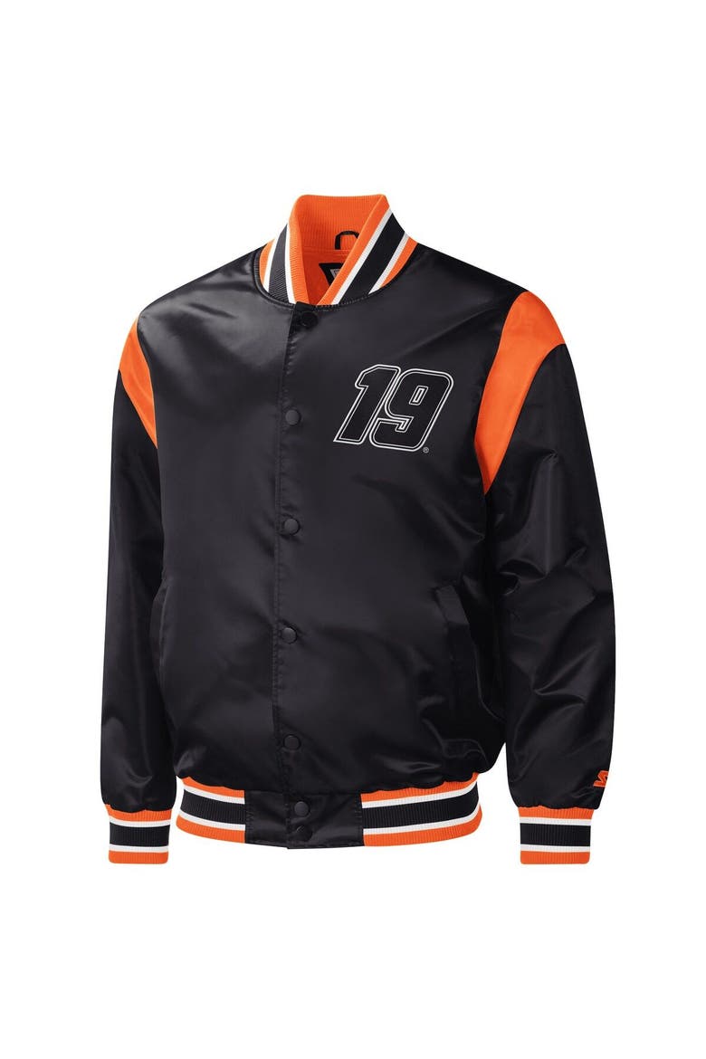 Men's Starter Black Martin Truex Jr Force Play Full-Snap Varsity Jacket, Alternate, color, Black
