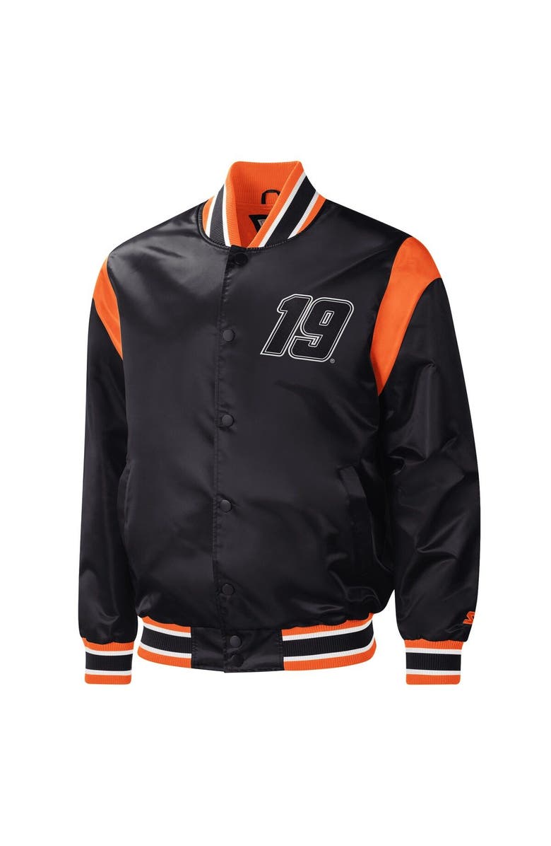STARTER Men's Starter Black Martin Truex Jr Force Play Full-Snap Varsity Jacket, Alternate, color, Black
