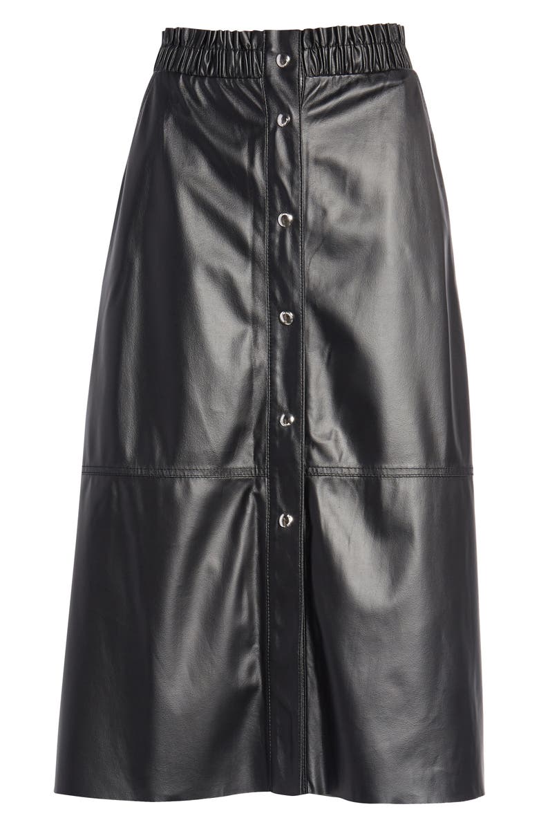 BLANKNYC Snap Front Faux Leather Midi Skirt, Alternate, color,