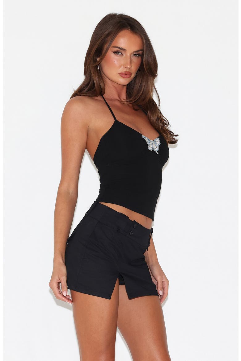 Celestine Embroidered Butterfly Halter Top, Alternate, color, BLACK