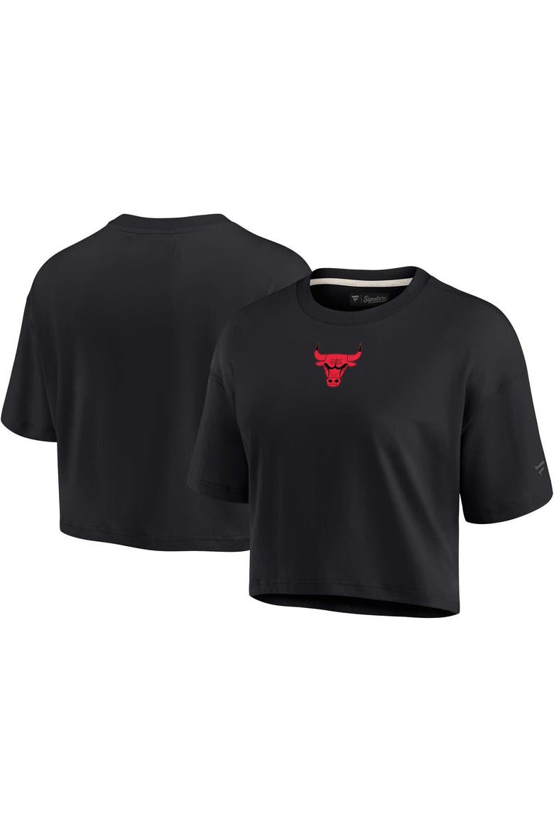 Women's Fanatics Signature Black Chicago Bulls Elements Super Soft Boxy Cropped T-Shirt, Alternate, color, Black