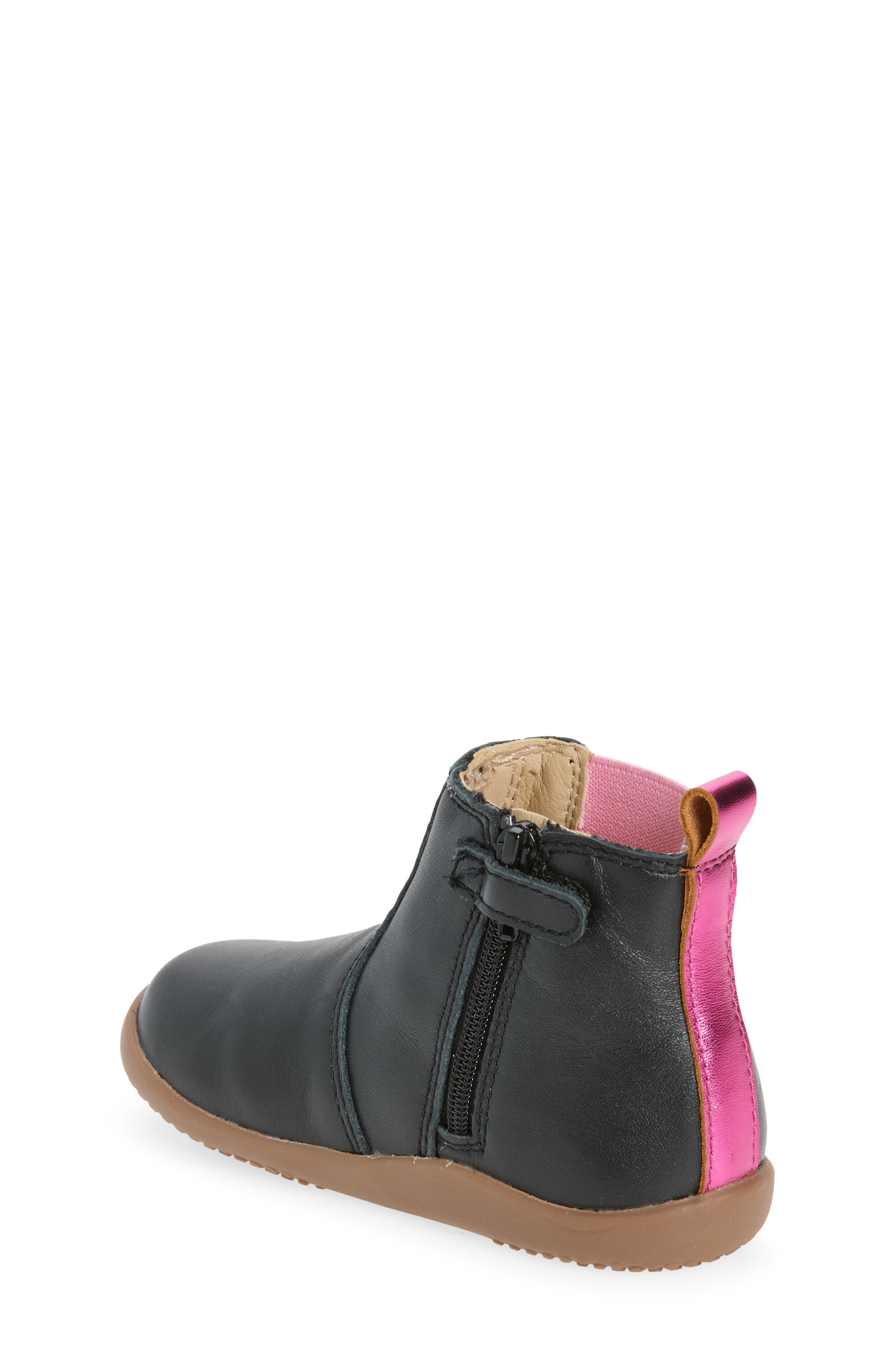 Kids' Boost Leather Chelsea Boot, Alternate, color, BLACK / FUCHSIA FOIL