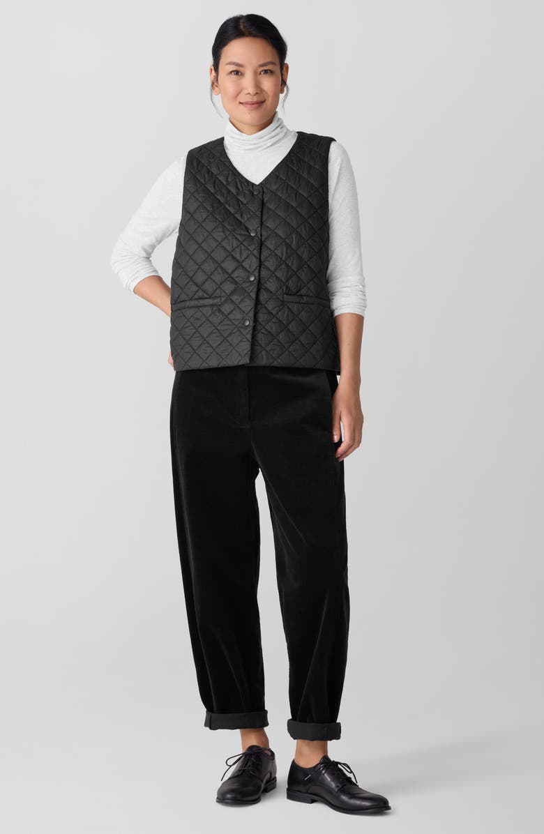 Eileen Fisher V-Neck Quilted Vest, Alternate, color, Black