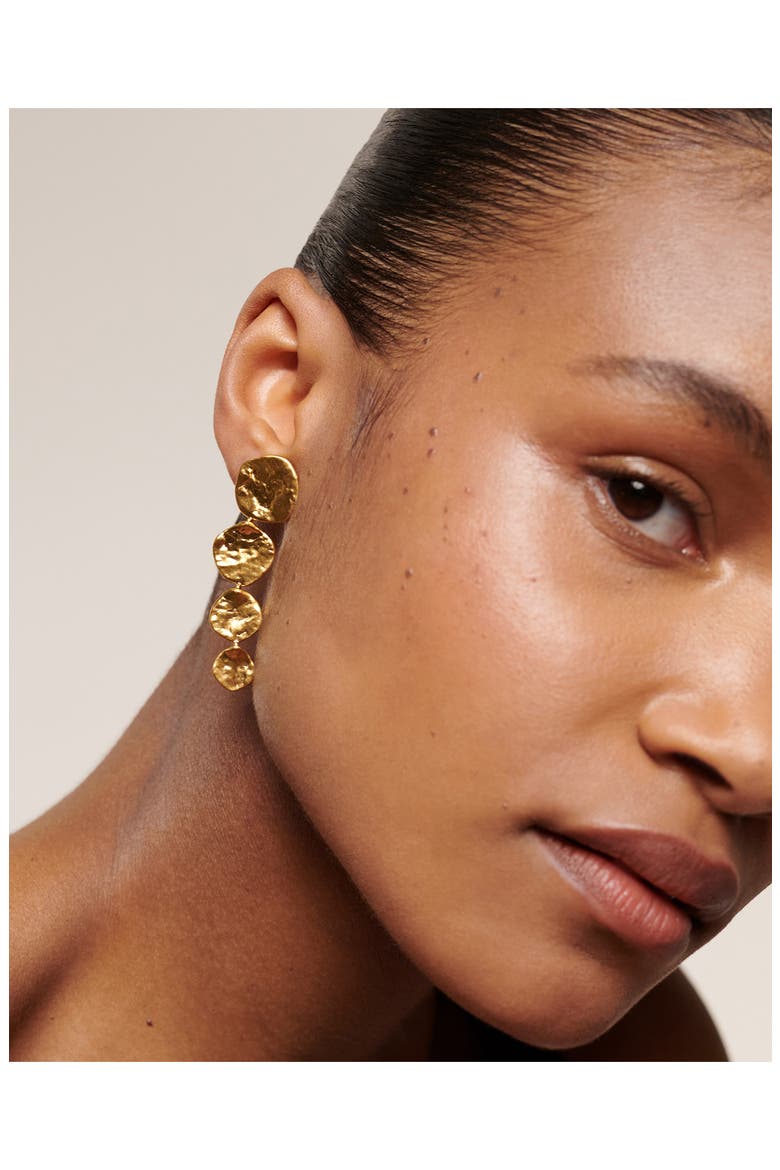 Capri Disc Cocktail Drop Earrings, Alternate, color, 18CT GOLD VERMEIL