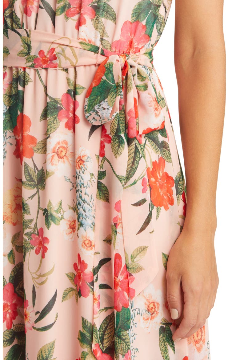 Floral Halter Neck Chiffon Maxi Dress, Alternate, color, BLUSH