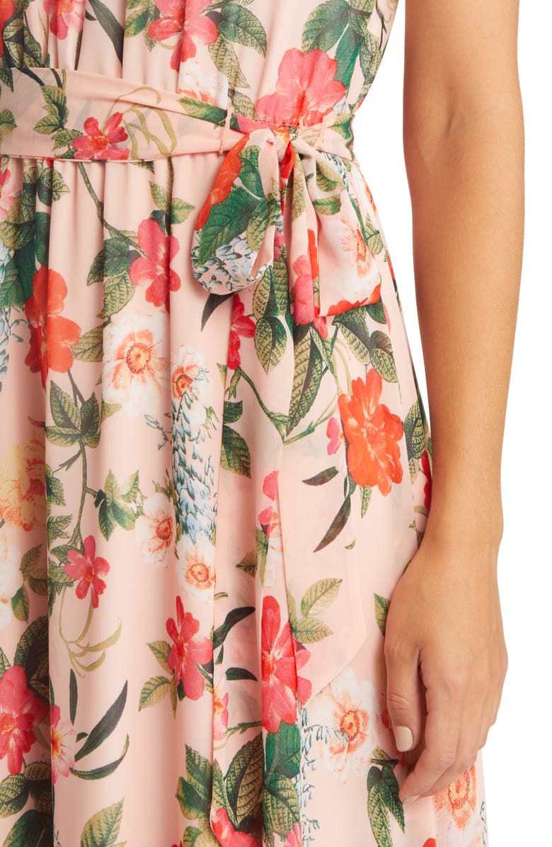 Eliza J Floral Halter Neck Chiffon Maxi Dress, Alternate, color,