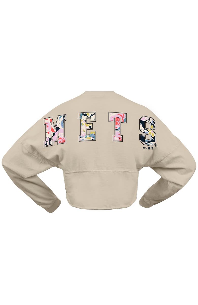 FANATICS Women's Fanatics  Cream New York Mets Floral Preppy Cropped Long Sleeve T-Shirt, Alternate, color, Cream