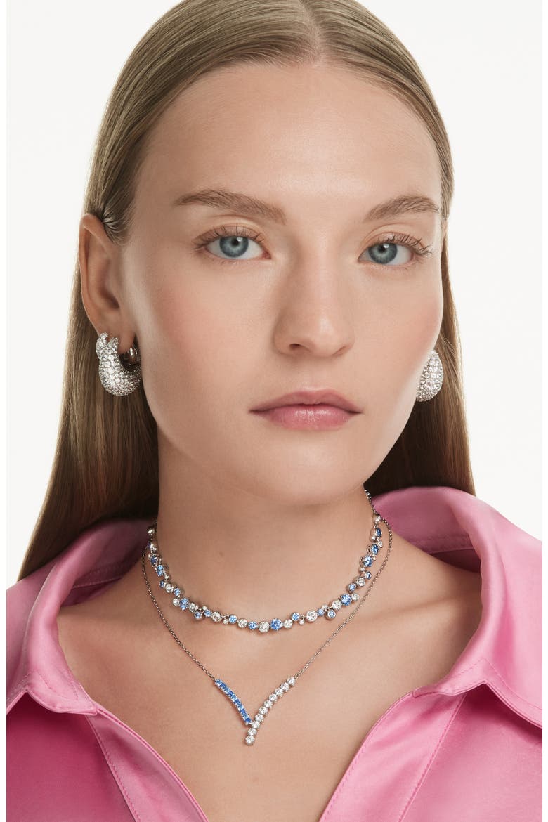 Sublima Crystal Hoop Earrings, Alternate, color, WHITE/ SILVER