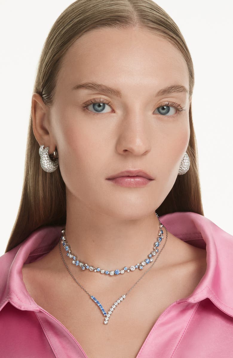 Swarovski Sublima Crystal Hoop Earrings, Alternate, color, White/ Silver