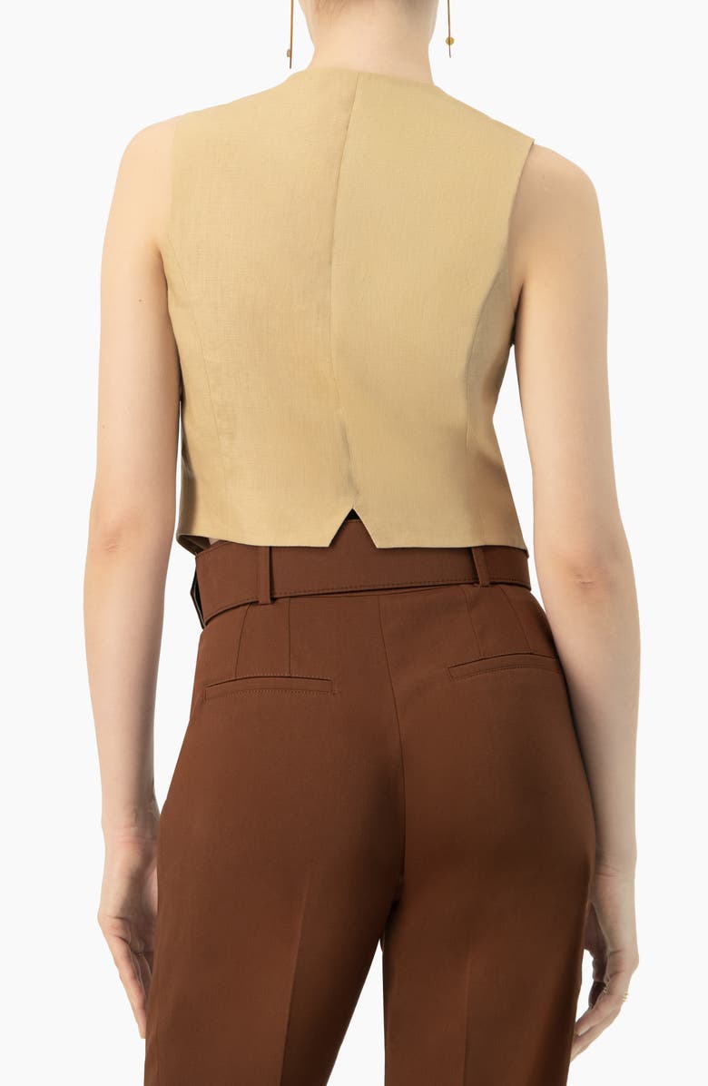 IVONNE Linen Vest with Faux Pockets, Alternate, color, Beige